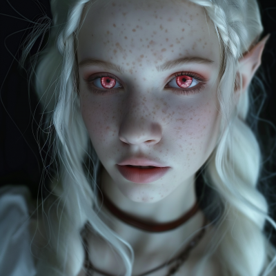 Celtic White Skin Girl with Red Eyes