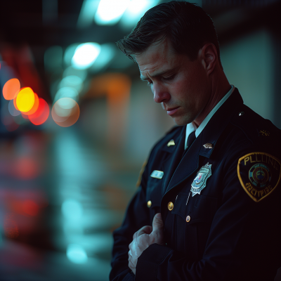 Contemplative Police Officer
