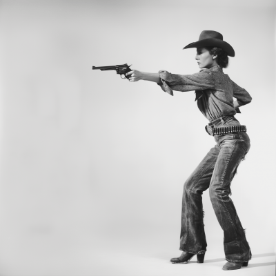 Vintage Cowboy Woman in Profile