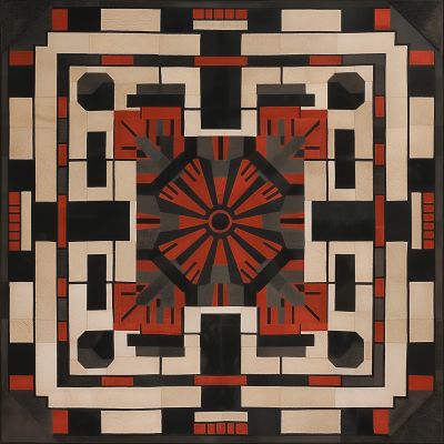 Alien Tribal Geometric Carpet Pattern