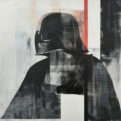 Minimalist Abstract Painting Inspired by Darth Vader’s Helmet