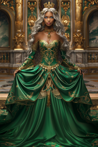 Regal Beauty in Emerald Green Ball Gown