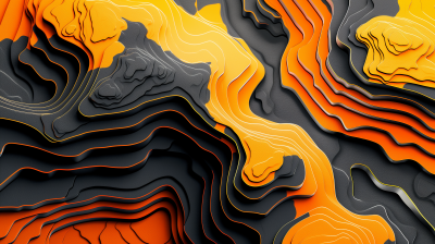 Abstract Layers of Orange, Yellow, and Black