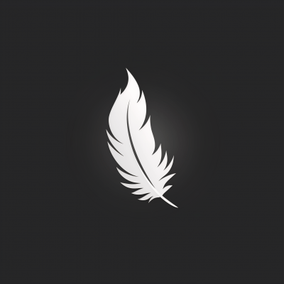 Black and White Minimalistic Feather Logo