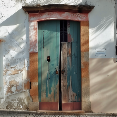 Half Open Wooden Door in Ouro Preto City