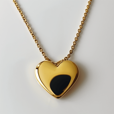 Gold Heart Pendant on Gold Chain