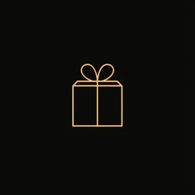 Minimalist Gold Line Drawing of a Gift Box