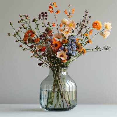 Floral Arrangement in Clear Glass Vase