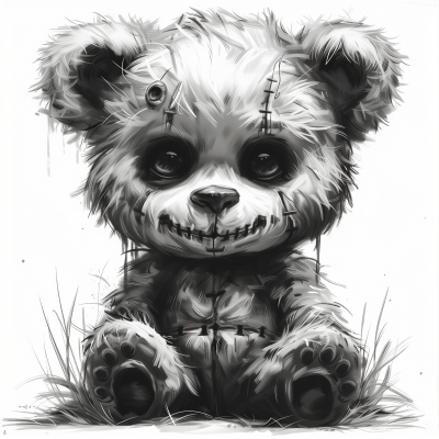 Stitched-together Teddy Bear Illustration