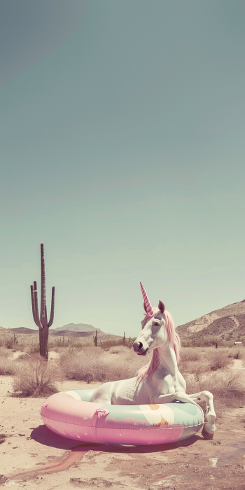 Unicorn Swim Ring in the Desert
