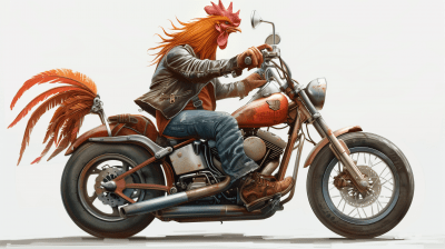 Rooster riding Harley Davidson