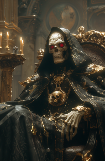Ainz Ooal Gown on Throne in Gothic Hall