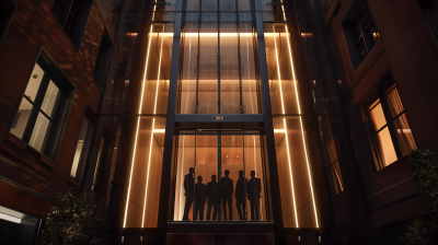 Glass Elevator at Night