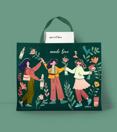 Elegant Gift Bag Design with Dancing People Illustrations