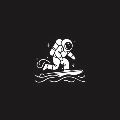 Minimalist Astronaut Wakeboarding Logo Design