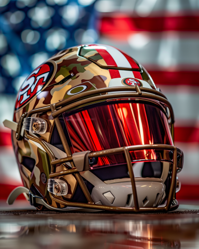 American Football Helmet in Metallic Army Version