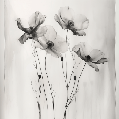 Charcoal Flowers on Smooth Cyclorama
