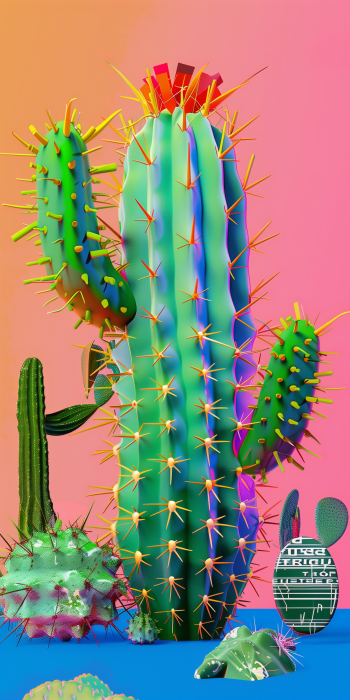 Neon Cacti Oasis