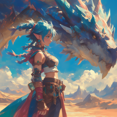 Warrior and Dragon in the Desert