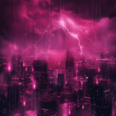 Pink Futuristic Cityscape
