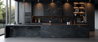 Luxury Black Kitchen with Dekton Marble