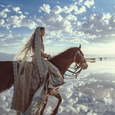 Elegant Bride on Horseback