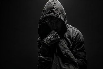 Mysterious Hooded Figure with Backlight