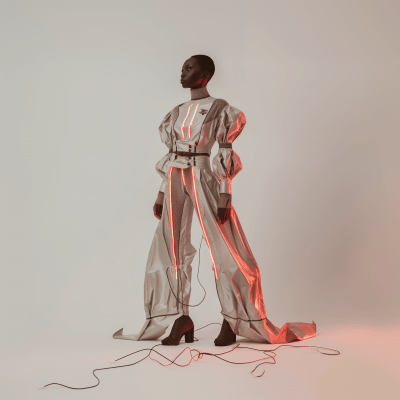 Futuristic Silver Outfit Model