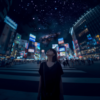 Starry Night at Shibuya Crossing