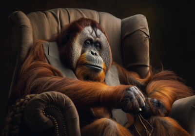 Orangutan in armchair