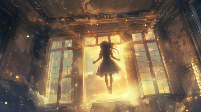 Radiant Girl in a High Ceiling Room