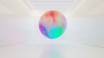 Vibrant Ethereal Orb in White Room