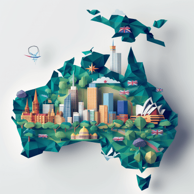 Colorful Australian Map Illustration