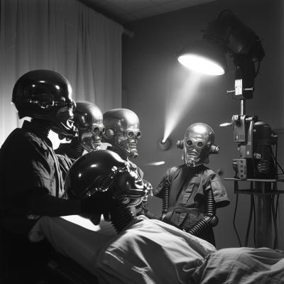 Vintage Alien Robots Receiving Shock Treatment