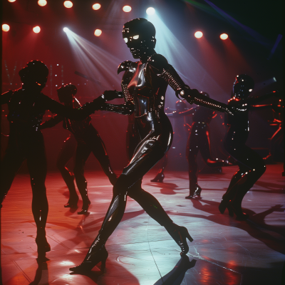 Vintage Female Cyborg Alien Dancing at Moulin Rouge
