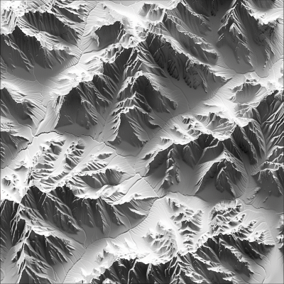 Black and White Mountain Range Height Map