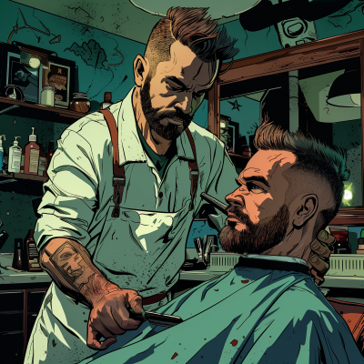 Focused Barber Illustration
