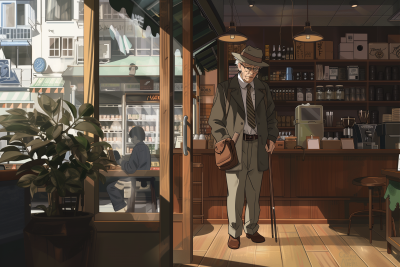 Elderly Man in Tully’s Coffee shop