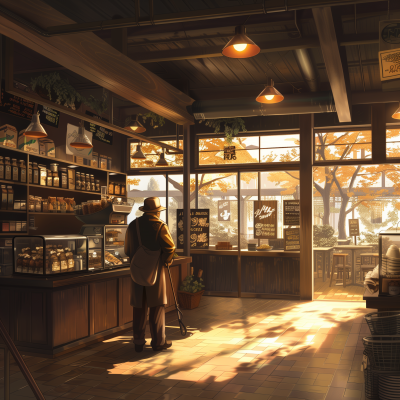 Elderly man in a coffee shop