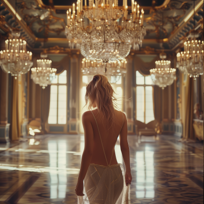 Luxurious Hall with Elegant Woman