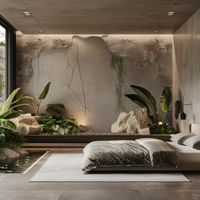 Modern Bedroom with Indoor Garden