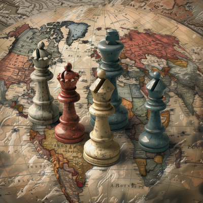 Global Strategy Chess on Vintage World Map