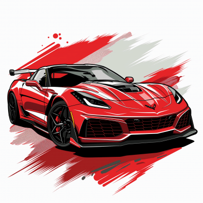 Red Corvette ZR1 Vector Illustration
