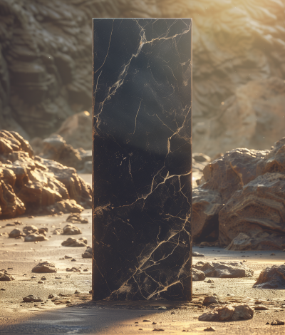 Mysterious Black Monolith in the Desert