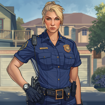 Confident Female Police Officer Illustration