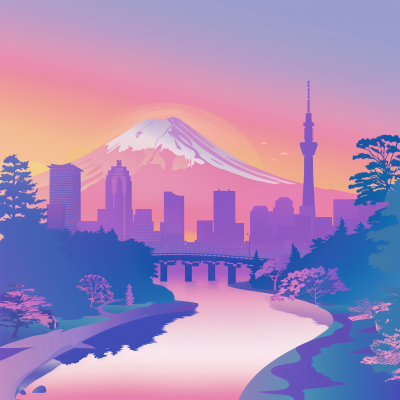 Colorful Tokyo Tour Poster Background