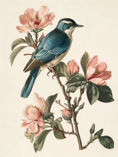 Antique Botanical Illustration of Bizarre Animals and Birds