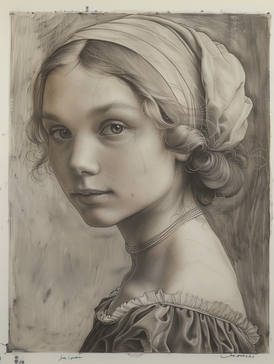 Silverpoint Portrait of a Young Woman