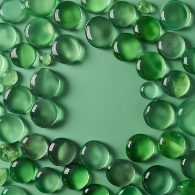 Minimalistic Green Glass Marbles Background