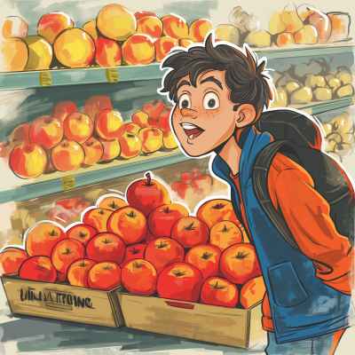 Colorful Display of Apples in Market
